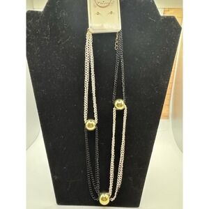 Princess Accessories Black & White Necklace With Stud Earrings - 16" With 2" Ext